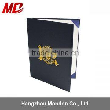 Navy Blue Leatherette Graduation Diploma Holder Eight Satin Corners with One Moire-Book Style