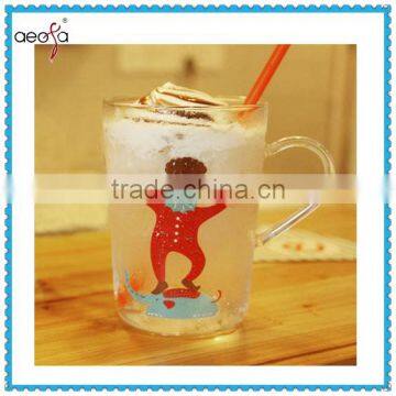 Hot sale borosilicate clear decorative glass coffee cup