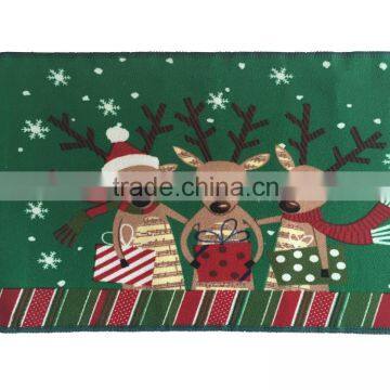 green color anti slip polyester loop pile printed doormat christmas