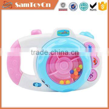 Popular promotional pink baby mini plastic toy camera with music