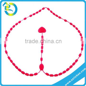 Newest promotional heart bead silicone necklace (eco-friendly)