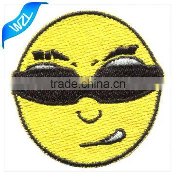 3D Custom Embroidery emoji dokoh patch of self adhesive fabric clothing brand patch and for hats