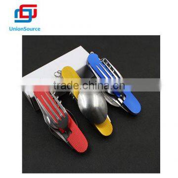 6 in 1 portable folding camping travel stainless steel dinnerware