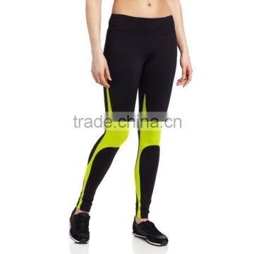 custom 88% nylon 12% spandex black and yellow tight ladies yoga pants