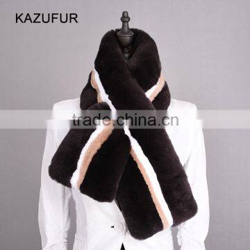 2016 New Fashion Fur scar For Women Rex Rabbit Fur Scarf Coffee Multi Color KZ160082