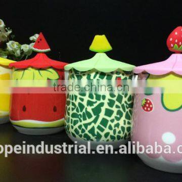 ceramic fruit decal mug with silcone lid birthday gift