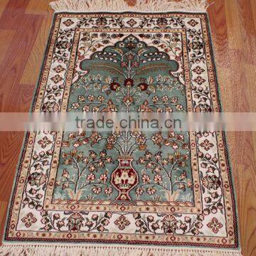 beige color handmade silk home decor carpet persian silk carpet muslim prayer rug