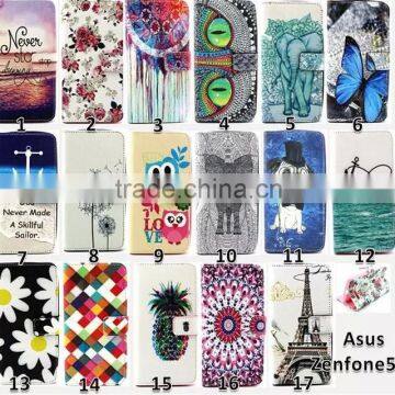 Color Print Slim Wallet Leather Case Cover For Asus Zenfone 5