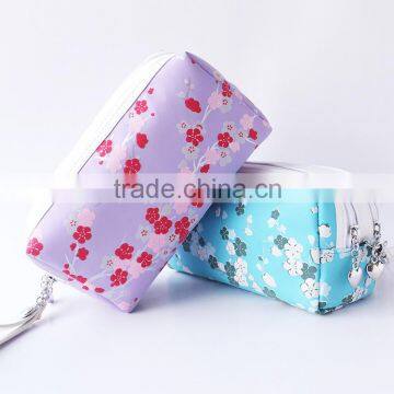 Two zipper large cosmetic bag floral pattern Since 1997