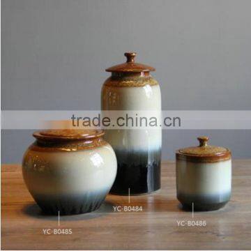 Chinese antique style home decor gradient color ceramic storage jars