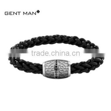 Magnetic leather bracelet mens leather bracelets, braided black leather jewelry for men