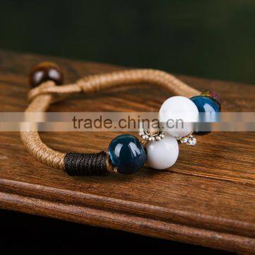 In Stock Wholoesale Jingdezhen Handmade Ceramic Bracelet leather bracelet                        
                                                                                Supplier's Choice