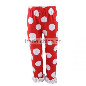 2016 kaiyo Wholesale Children Knit Cotton Girls Boutique Ruffled Icing Pants print children clothing usa