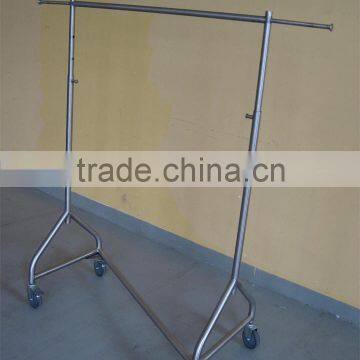 Moveable stainless steel Z shape garment rack with casters