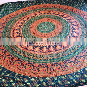 Beautiful Traditional Multi color floral print Indian Mandala Tapestry Cotton Bed Sheet