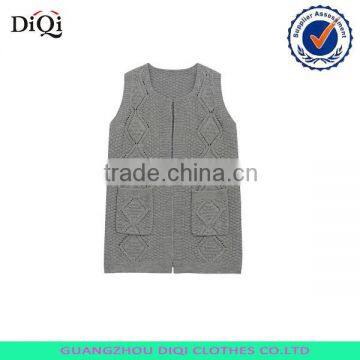 grey knitting handmade vest sweater knitting waistcoat for ladies