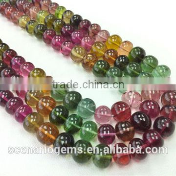 #EZZ561 Natural Multi-Color Plain Roundel Gemstone beads Tourmaline Necklace