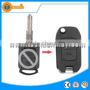 black plastic 2 button replacable flip remote key case with Left blade without logo for Opel corsa meriva zafira