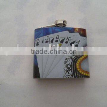 2011 new water-tranfer stainless steel hip flask