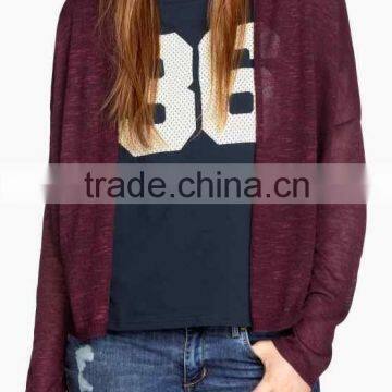 Ladies' Drop Shoulder Long Sleeve Cardigan Thin Plain Knitted Sweater New Items in China Market