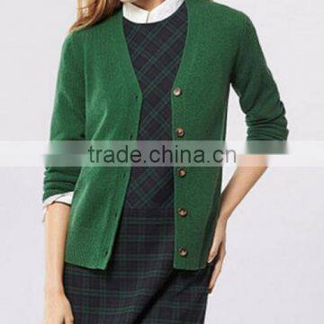 Ladies' V Neck Long Sleeve Cardigan Plain Knitted Sweater With Button From Online Shopping