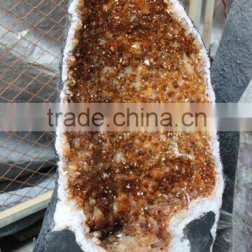 Wholesale Natural Rock Quartz Citrine Crystal Geode for Fengshui