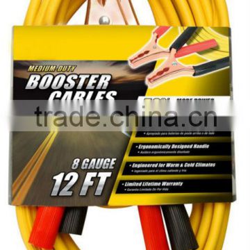 Yellow 12' 200-Amp 8-Gauge Booster Cable Clamp