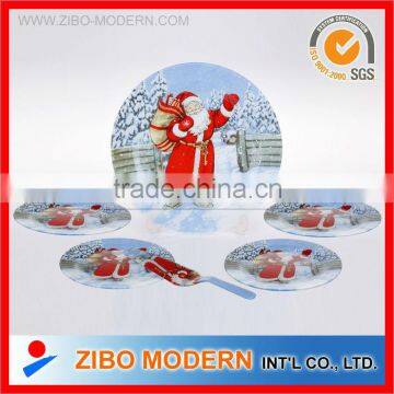 Christmas theme cake glass plate