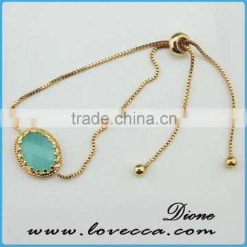 Exotic hotsell gold plated simple brass glass connecor bezel bracelet for girl