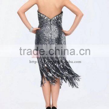 Off Shoulder Sexy Back Open Heavy Sequins Beaded Short Celebrity Dress 2014 photo-3