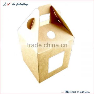 cardboard no printing kraft paper box with window and handle