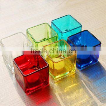 high quality square glass tealight candle holder