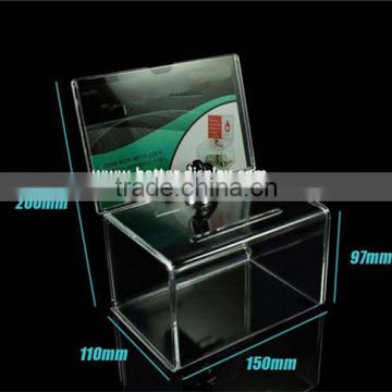 wholesale acrylic plastic donation boxes with lock