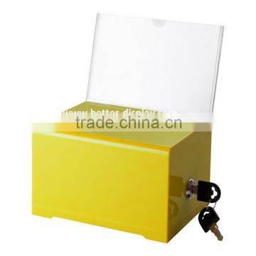 wholesale acrylic yellow donation bins