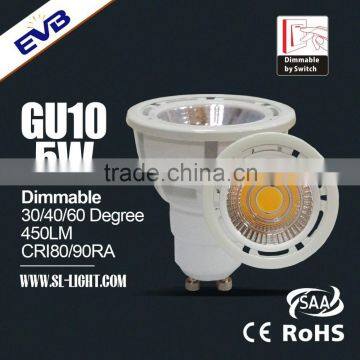 LED spotlight COB GU10 dimmable by switch on/off to adjust brightness level(100%/50%/20%) new products on china market