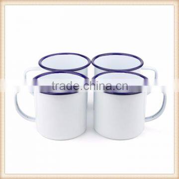 Durable have stock a set of 4 pcs enamel mugs custom label dinnerware metal enamel mug cups