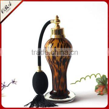 European retro air bag pump glass perfume bottle, Leopard pattern bulk packing empty gasbag perfume bottle 70ml