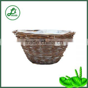 black rattan hanging flower planter