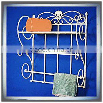 wholesale home decor metal shelf antique 3 tier wrought iron towel holder bathroom towel rack