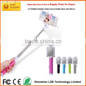 New Arrival TS2008 Pocket Size Extendable Handheld Monopod Selfie Stick with Cable for iphone6