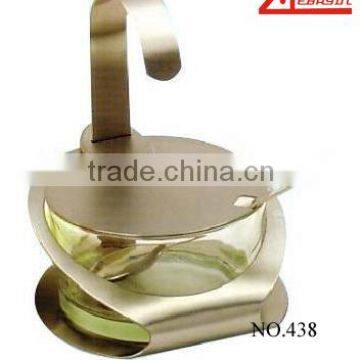 stainless steel sugar bowl with spoon, sugar pot