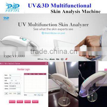 Portable beautiful with handheld Design skin scanner machine/VF3000_ UV 3D skin analyzer