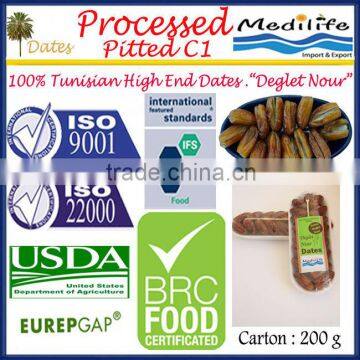 Processed Pitted Dates Category 1,Tunisian High Quality Dates "Deglet Noor" Category Dates, Processed Dates without seeds, 200 g