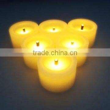 Flameless Paraffin Yellow Amber Flickering wax Candles with Timer LED Battery Powered Candles