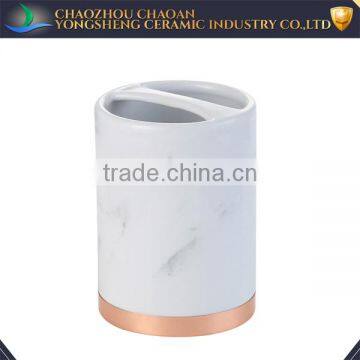 Hotel Rose Gold Metal Base Ceramic Bathroom Accessories Whit Marble Effect photo-5