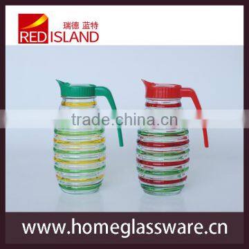 wholesale glass water bottle with plastic handle and hand painted