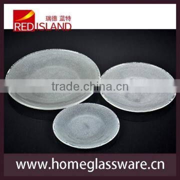Glass Factory Supply Embossed Pearl Plate Glass Platter Raindrops Serving Dish Stock Pan photo-3