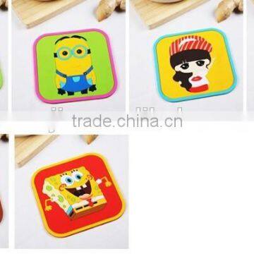 Cartoon Square Silicone Heat Pads Tea Cup Coaster