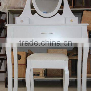 Make Up Table With Bench, Wooden Dressing Table With Mirror and Stool, Bedroom Wooden Furniture photo-2