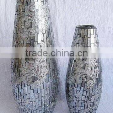 Good Quality Silver Mirror Mosaic Candle Holder photo-3